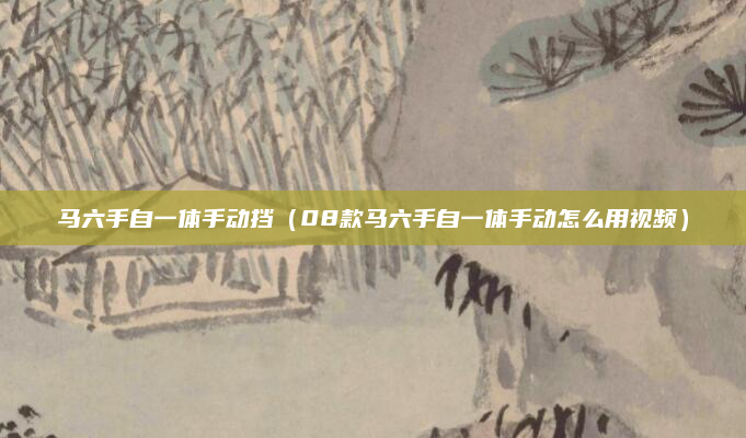 马六手自一体手动挡（08款马六手自一体手动怎么用视频）