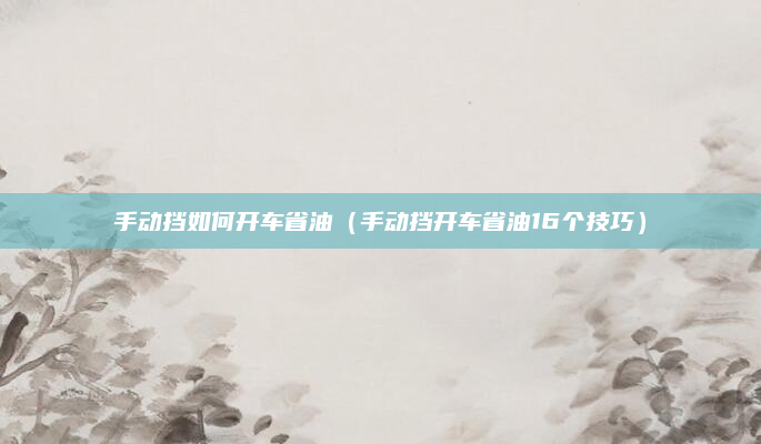 手动挡如何开车省油（手动挡开车省油16个技巧）