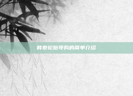 韩泰轮胎导购的简单介绍