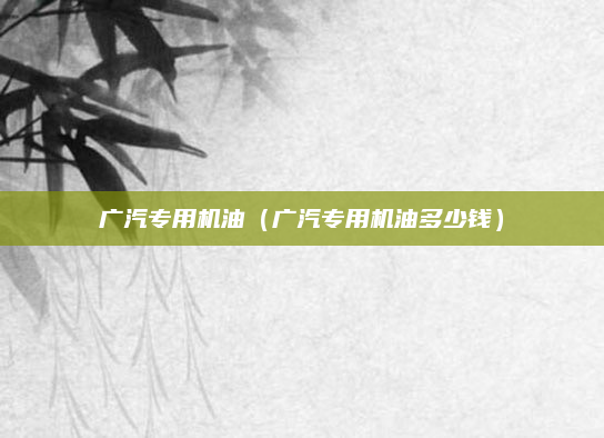 广汽专用机油(广汽专用机油多少钱)