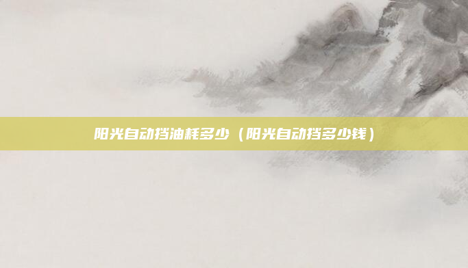阳光自动挡油耗多少(阳光自动挡多少钱)