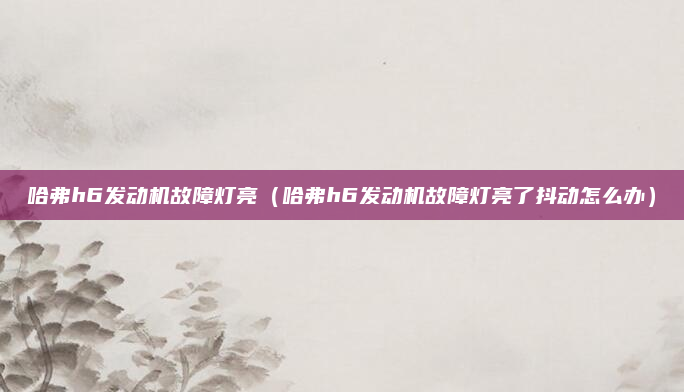 哈弗h6发动机故障灯亮(哈弗h6发动机故障灯亮了抖动怎么办)