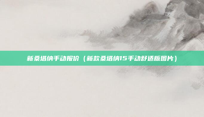新桑塔纳手动报价（新款桑塔纳15手动舒适版图片）