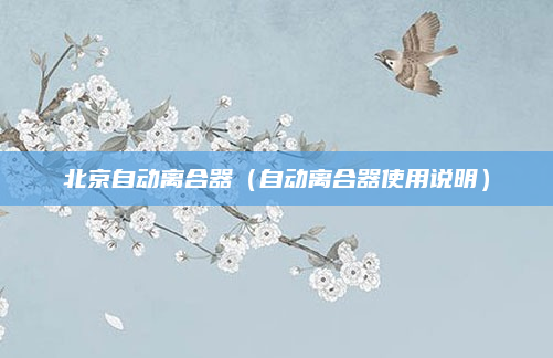 北京自动离合器(自动离合器使用说明)