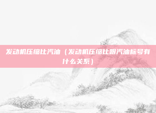 发动机压缩比汽油（发动机压缩比跟汽油标号有什么关系）