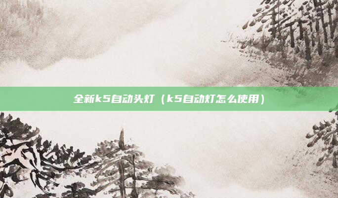 全新k5自动头灯(k5自动灯怎么使用)