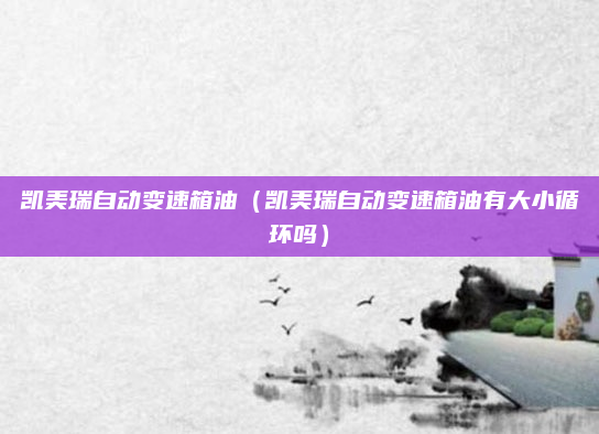 凯美瑞自动变速箱油（凯美瑞自动变速箱油有大小循环吗）