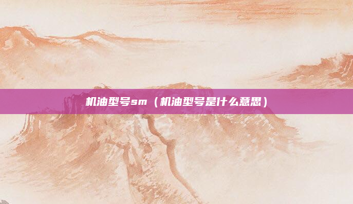 机油型号sm（机油型号是什么意思）