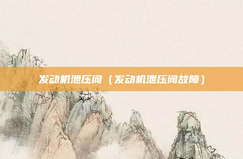 发动机泄压阀(发动机泄压阀故障)