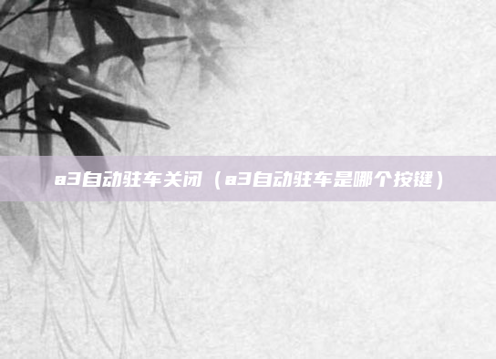 a3自动驻车关闭(a3自动驻车是哪个按键)