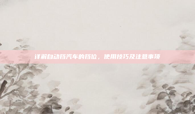 详解自动挡汽车的挡位,使用技巧及注意事项
