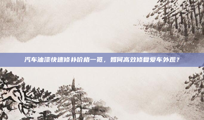 汽车油漆快速修补价格一览,如何高效修复爱车外观?