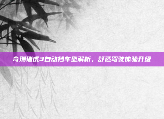 奇瑞瑞虎3自动挡车型解析,舒适驾驶体验升级