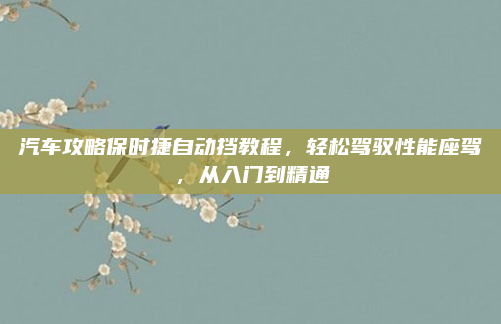 汽车攻略保时捷自动挡教程，轻松驾驭性能座驾，从入门到精通