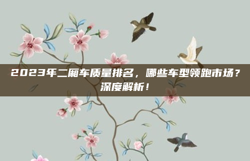 2023年二厢车质量排名，哪些车型领跑市场？深度解析！