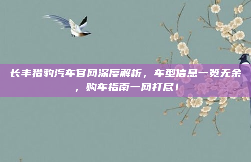 长丰猎豹汽车官网深度解析，车型信息一览无余，购车指南一网打尽！