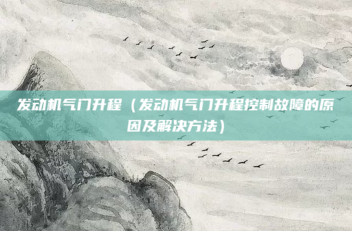 发动机气门升程（发动机气门升程控制故障的原因及解决方法）