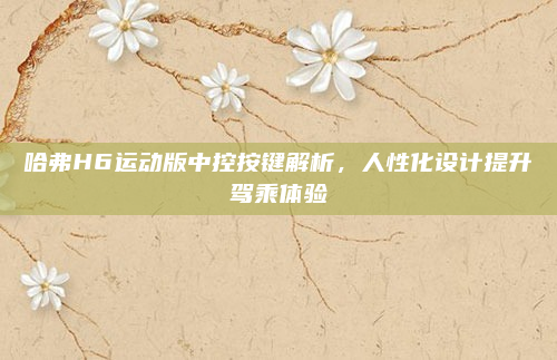 哈弗H6运动版中控按键解析,人性化设计提升驾乘体验