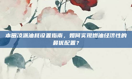 本田凌派油耗设置指南，如何实现燃油经济性的最优配置？