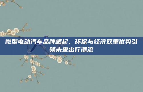 微型电动汽车品牌崛起,环保与经济双重优势引领未来出行潮流