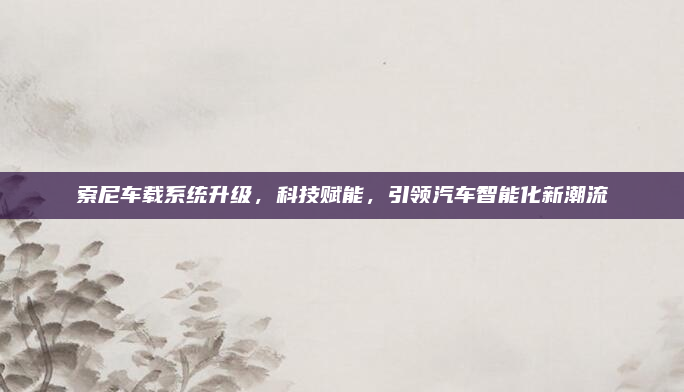 索尼车载系统升级,科技赋能,引领汽车智能化新潮流