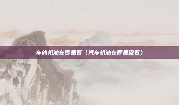 车的机油在哪里看（汽车机油在哪里查看）
