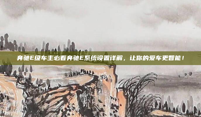 奔驰E级车主必看奔驰E系统设置详解，让你的爱车更智能！
