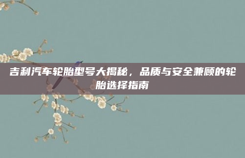 吉利汽车轮胎型号大揭秘，品质与安全兼顾的轮胎选择指南
