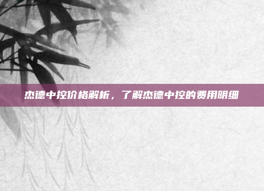 杰德中控价格解析，了解杰德中控的费用明细