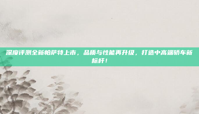 深度评测全新帕萨特上市，品质与性能再升级，打造中高端轿车新标杆！