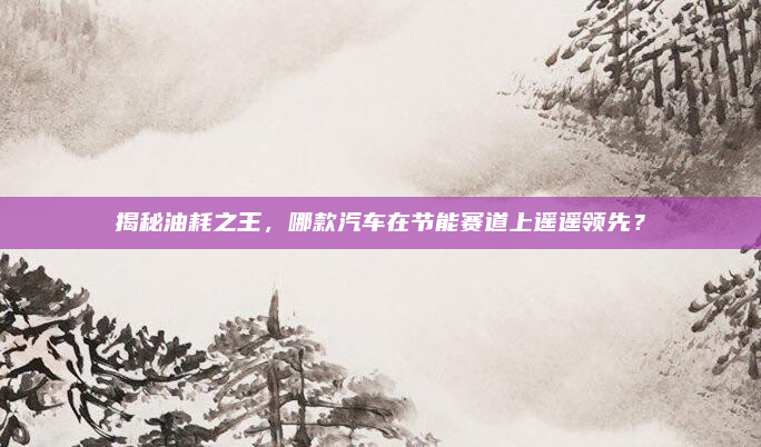 揭秘油耗之王,哪款汽车在节能赛道上遥遥领先?