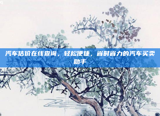 汽车估价在线查询，轻松便捷，省时省力的汽车买卖助手