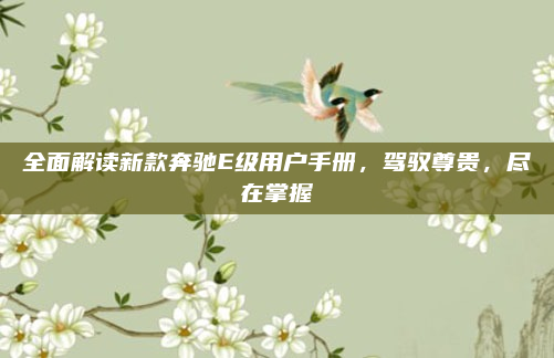 全面解读新款奔驰E级用户手册，驾驭尊贵，尽在掌握