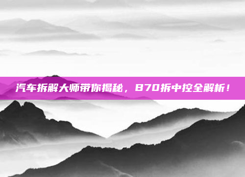 汽车拆解大师带你揭秘，B70拆中控全解析！