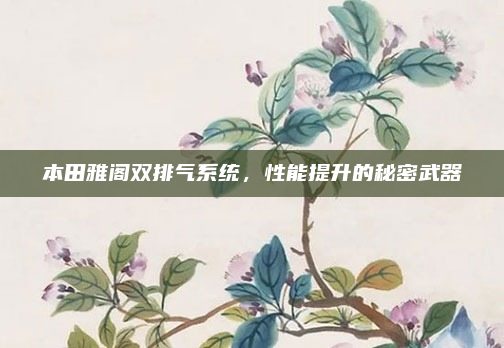 本田雅阁双排气系统,性能提升的秘密武器