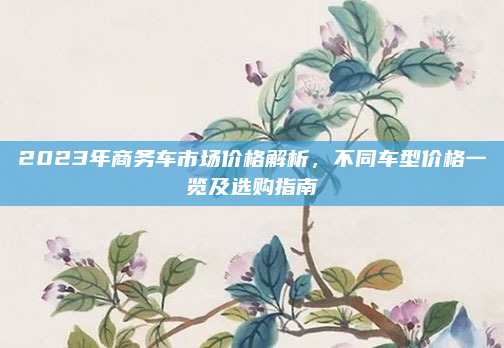 2023年商务车市场价格解析，不同车型价格一览及选购指南