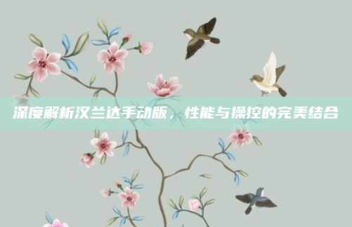 深度解析汉兰达手动版,性能与操控的完美结合
