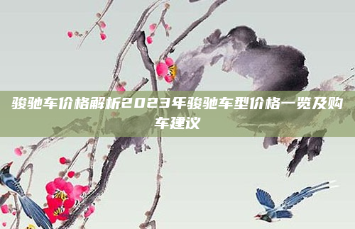 骏驰车价格解析2023年骏驰车型价格一览及购车建议