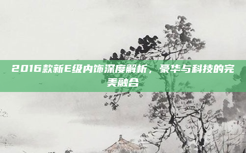 2016款新E级内饰深度解析，豪华与科技的完美融合
