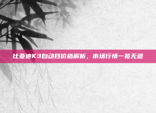 比亚迪K3自动挡价格解析，市场行情一览无遗