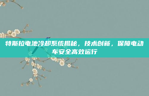 特斯拉电池冷却系统揭秘,技术创新,保障电动车安全高效运行