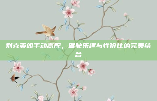 别克英朗手动高配,驾驶乐趣与性价比的完美结合