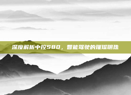 深度解析中控S80,智能驾驶的璀璨明珠