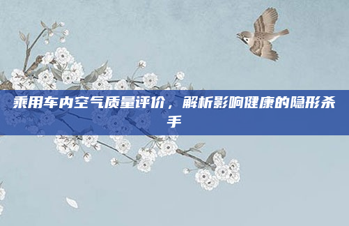 乘用车内空气质量评价,解析影响健康的隐形杀手