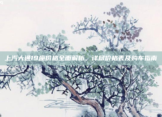 上汽大通19座价格全面解析，详尽价格表及购车指南