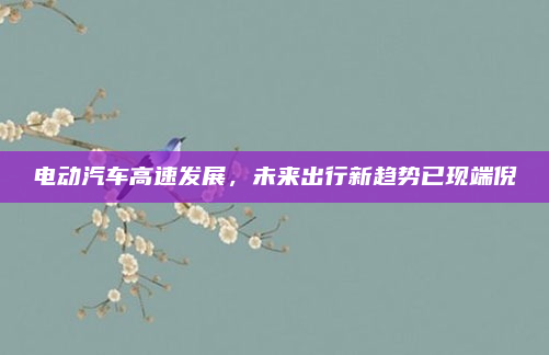 电动汽车高速发展，未来出行新趋势已现端倪