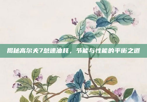 揭秘高尔夫7怠速油耗，节能与性能的平衡之道