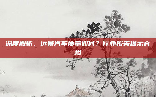 深度解析，远景汽车质量如何？行业报告揭示真相