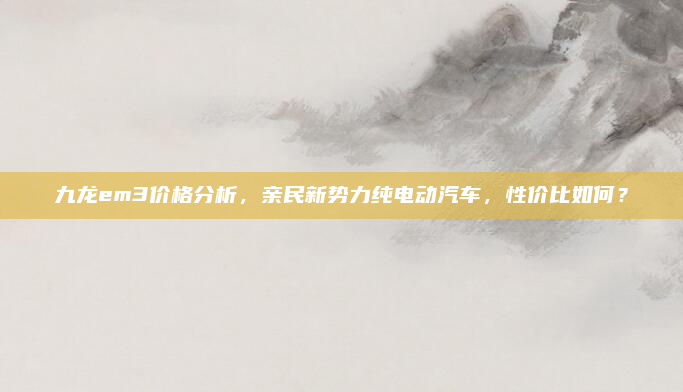 九龙em3价格分析,亲民新势力纯电动汽车,性价比如何?