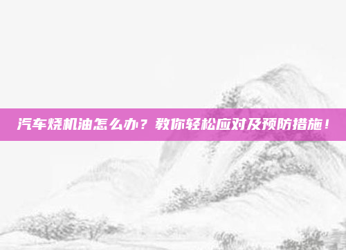 汽车烧机油怎么办?教你轻松应对及预防措施!